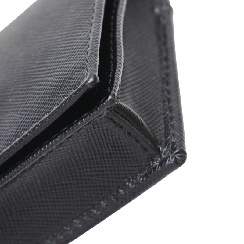 プラダ サフィアーノ カードケース 名刺入れ 1M1439 ブラック レザー レディース PRADA 【中古】