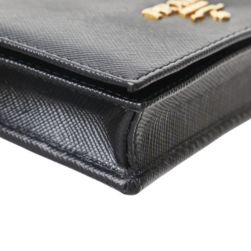 プラダ サフィアーノ カードケース 名刺入れ 1M1439 ブラック レザー レディース PRADA 【中古】