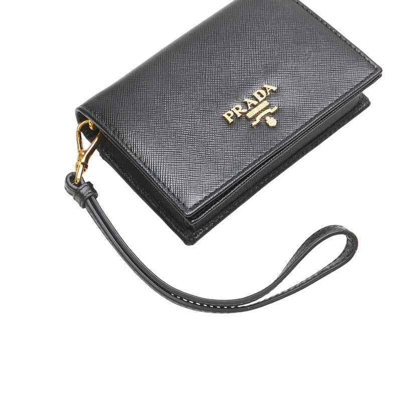 プラダ サフィアーノ カードケース 名刺入れ 1M1439 ブラック レザー レディース PRADA 【中古】