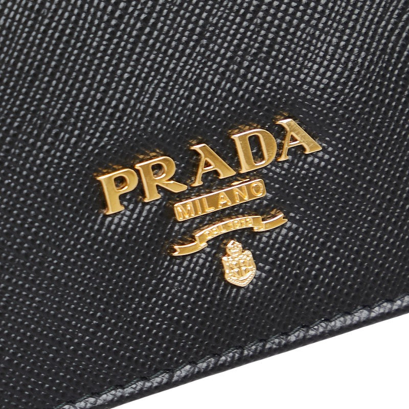 プラダ サフィアーノ カードケース 名刺入れ 1M1439 ブラック レザー レディース PRADA 【中古】