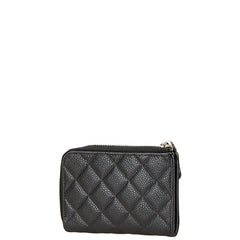 シャネル マトラッセ ココマーク L字ファスナー コインケース キーケース ブラック キャビアスキン レディース CHANEL 【中古】