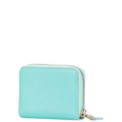 ティファニー ロゴプレート コインケース ラウンドファスナー ティファニーブルー レザー レディース TIFFANY&Co. 【中古】