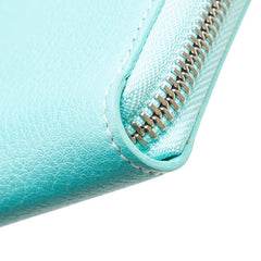 ティファニー ロゴプレート コインケース ラウンドファスナー ティファニーブルー レザー レディース TIFFANY&Co. 【中古】