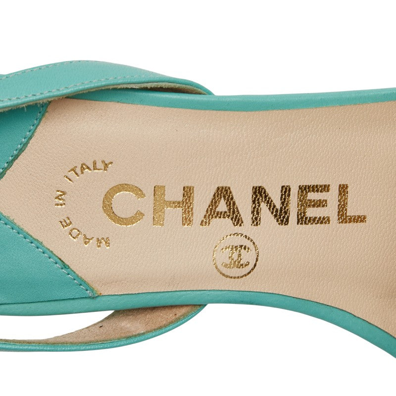 シャネル サンダル ヒール サイズ:36 ライトブルー レザー レディース CHANEL 【中古】