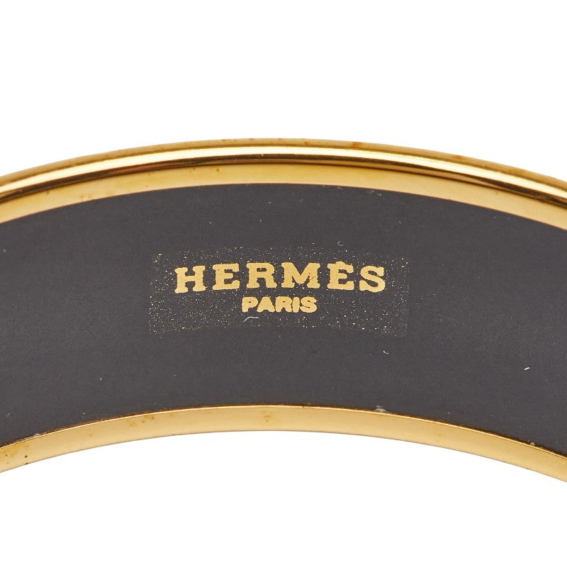 エルメス エマイユGM 七宝焼き バングル ブラック ゴールド メッキ レディース HERMES 【中古】
