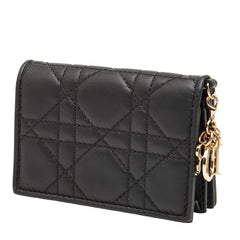 ディオール レディディオール カナージュ カードケース ブラック レザー レディース Dior 【中古】