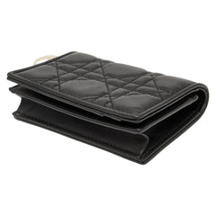 ディオール レディディオール カナージュ カードケース ブラック レザー レディース Dior 【中古】