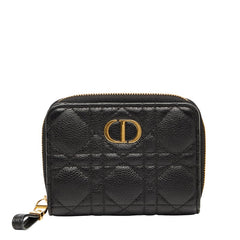 ディオール ディオール カロ スカーレット ウォレット 二つ折り財布 ブラック ゴールド レザー レディース Dior 【中古】