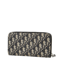 ディオール オブリーク サドル ロングジップウォレット 長財布 ネイビー キャンバス レザー メンズ Dior 【中古】