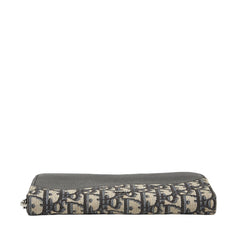 ディオール オブリーク サドル ロングジップウォレット 長財布 ネイビー キャンバス レザー メンズ Dior 【中古】