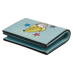 グッチ ばなにゃ 二つ折り財布 701009 ブルー レザー レディース GUCCI 【中古】