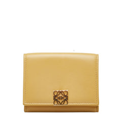 ロエベ アナグラム トライフォールド 三つ折り財布 イエロー レザー レディース LOEWE 【中古】