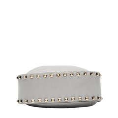 ヴァレンティノ ロックスタッズ 巾着バッグ ショルダーバッグ グレー レザー レディース VALENTINO 【中古】