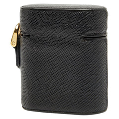 プラダ 三角ロゴプレート AirPodsケース 1ZD002 ブラック レザー レディース PRADA 【中古】