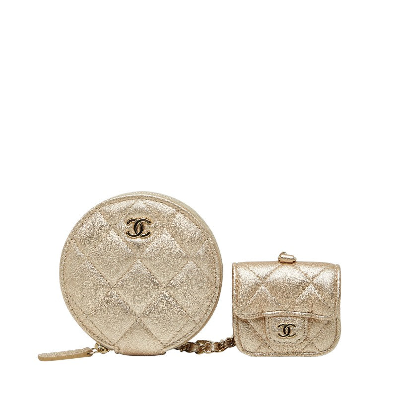 シャネル ココマーク マトラッセ コインケース AirPodsケース 2024イヤーズギフト ゴールド レザー レディース CHANEL 【中古】