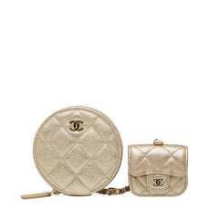 シャネル ココマーク マトラッセ コインケース AirPodsケース 2024イヤーズギフト ゴールド レザー レディース CHANEL 【中古】