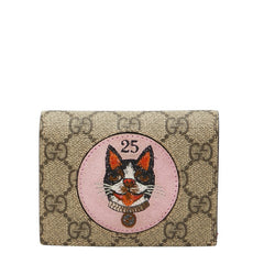 グッチ GGスプリーム ボスコ 二つ折り財布 コンパクトウォレット 506277 ベージュ マルチカラー PVC レディース GUCCI 【中古】