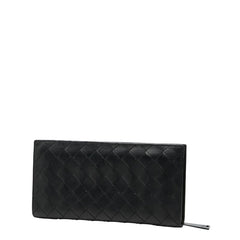 ボッテガヴェネタ イントレチャート ラウンドファスナー 長財布 ブラック レザー メンズ BOTTEGAVENETA 【中古】