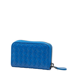 ボッテガヴェネタ イントレチャート コインケース 小銭入れ ブルー レザー レディース BOTTEGAVENETA 【中古】