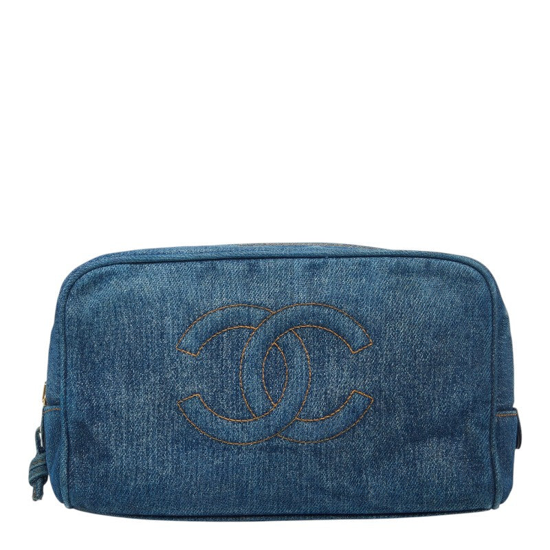 シャネル ココマーク ポーチ クラッチバッグ セカンドバッグ ブルー デニム レディース CHANEL 【中古】