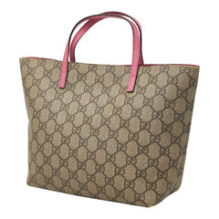 グッチ GGスプリーム チルドレンズ リボン ハンドバッグ 457232 ベージュ ピンク PVC レザー レディース GUCCI 【中古】