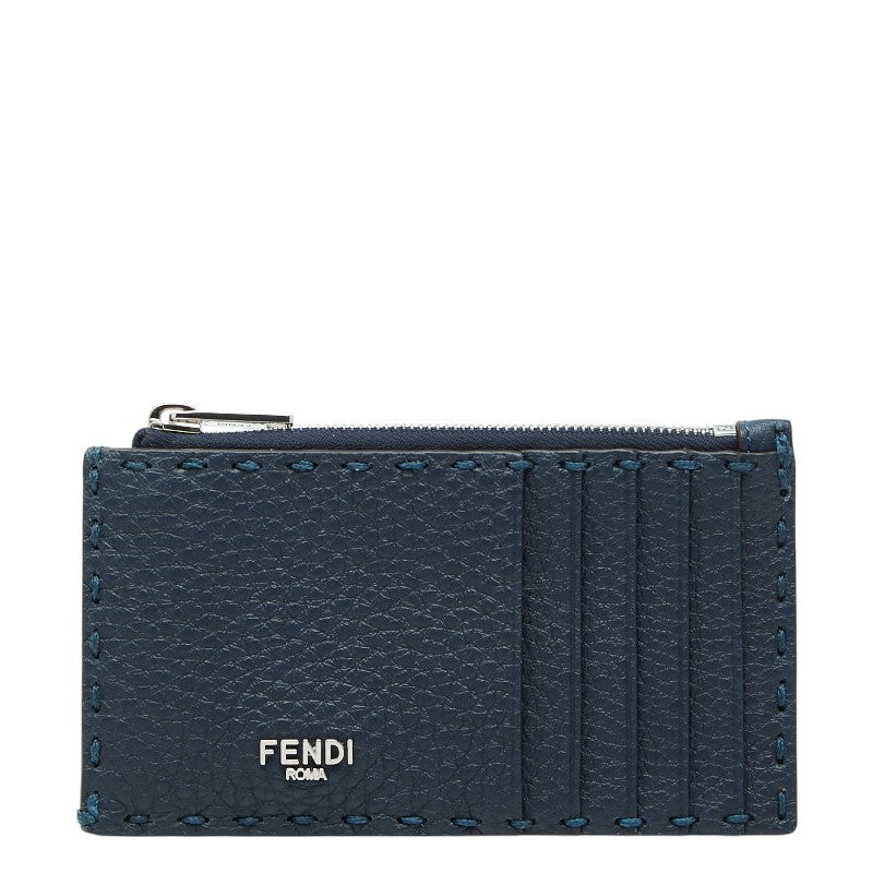 フェンディ セレリア フラグメントケース カードケース ネイビー レッド レザー レディース FENDI 【中古】