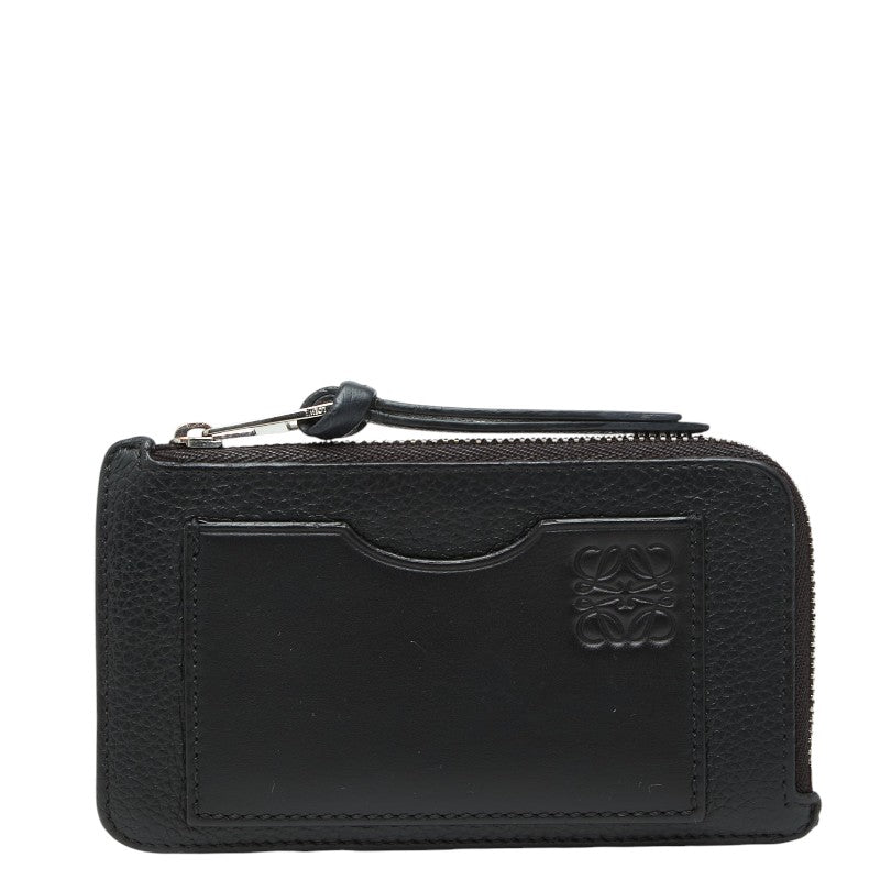 ロエベ アナグラム L字ファスナー フラグメントケース カードケース ブラック レザー メンズ LOEWE 【中古】