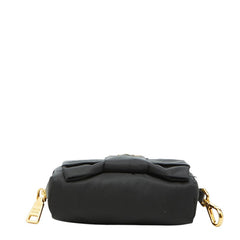 プラダ リボン ロゴ ポーチ ブラック ナイロン レディース PRADA 【中古】