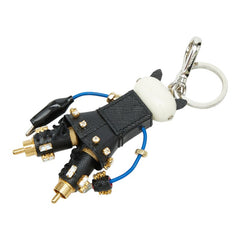 プラダ キャット ロボット キーホルダー ブラック レザー ラインストーン メッキ レディース PRADA 【中古】