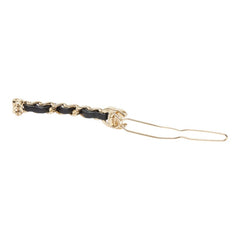 シャネル ココマーク ターンロック バレッタ ヘアアクセサリー ゴールド ブラック メッキ レザー レディース CHANEL 【中古】