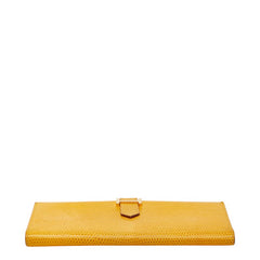 エルメス ベアン スフレ 長財布 イエロー リザード レディース HERMES 【中古】