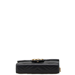グッチ GGマーモント チェーン ショルダーウォレット バッグ 474575 ブラック レザー レディース GUCCI 【中古】