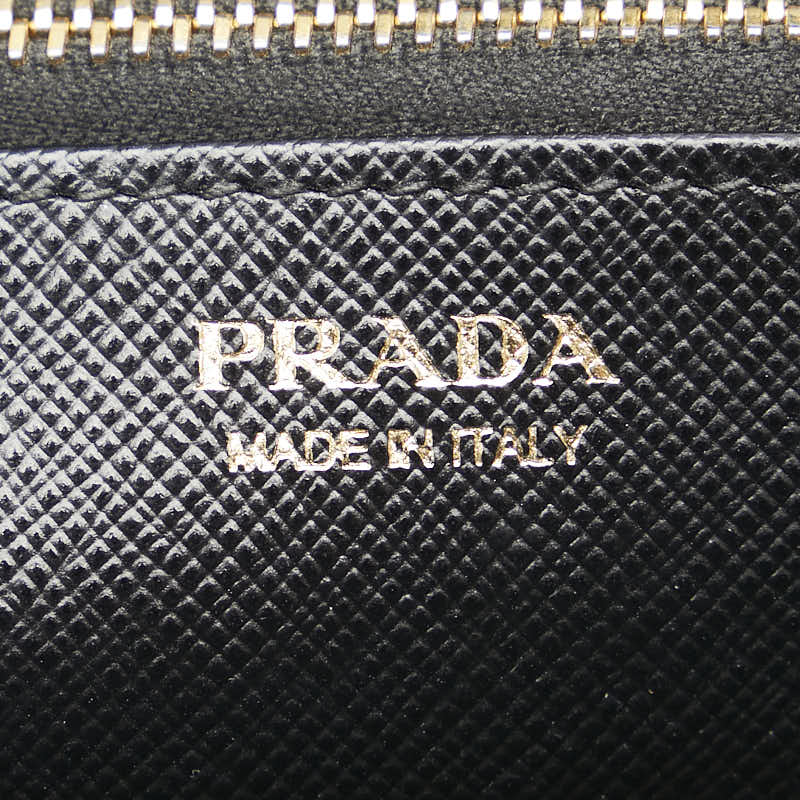 プラダ ラウンドファスナー 長財布 1ML506 ブラック レザー レディース PRADA 【中古】