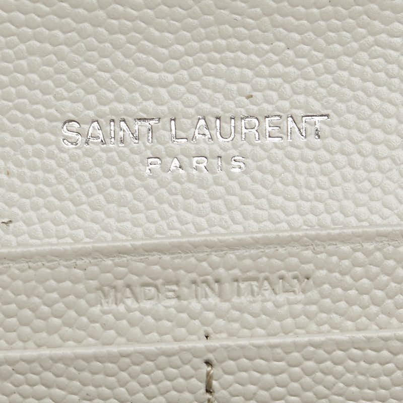 サンローラン カサンドラ Vステッチ 長財布 372264 ホワイト レザー レディース SAINT LAURENT 【中古】