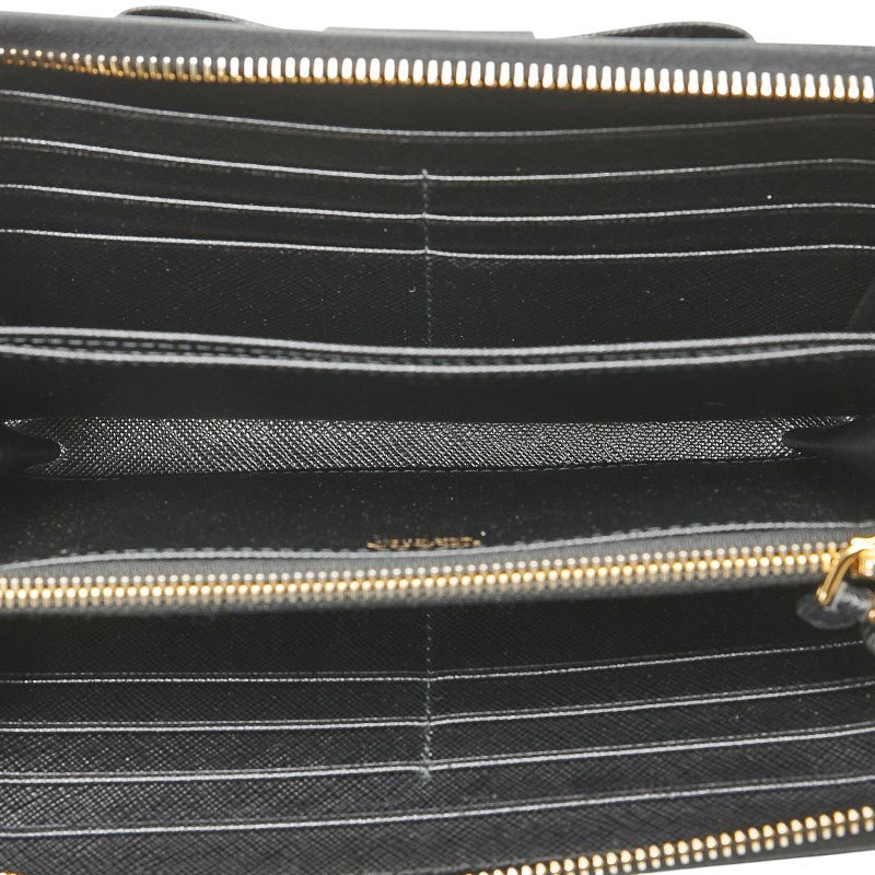 プラダ リボン ラウンドファスナー 長財布 1ML506 ブラック サフィアーノ レディース PRADA 【中古】