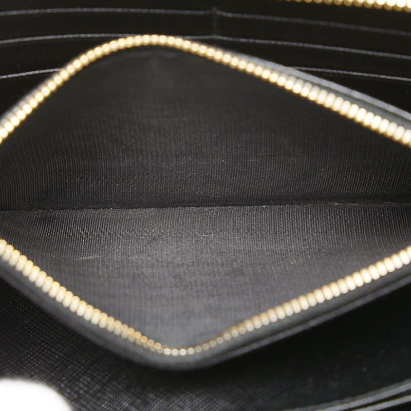 プラダ リボン ラウンドファスナー 長財布 1ML506 ブラック サフィアーノ レディース PRADA 【中古】