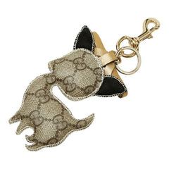 グッチ GGスプリーム グッチョリシリーズ チワワ キーホルダー チャーム ベージュ PVC レザー レディース GUCCI 【中古】
