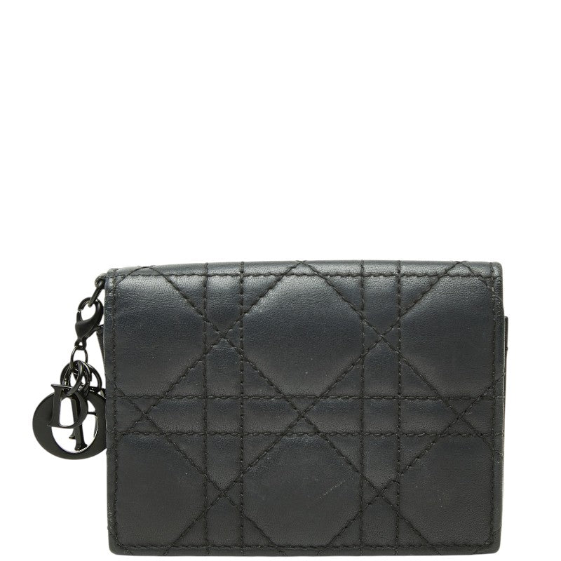 ディオール カナージュ レディディオール Bloom カードケース カードホルダー 名刺入れ ブラック レザー レディース Dior 【中古】