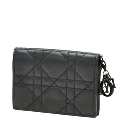 ディオール カナージュ レディディオール Bloom カードケース カードホルダー 名刺入れ ブラック レザー レディース Dior 【中古】