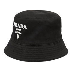 プラダ ロゴ バケットハット サイズS 1HC137 2CXL ブラック コットン レディース PRADA 【中古】