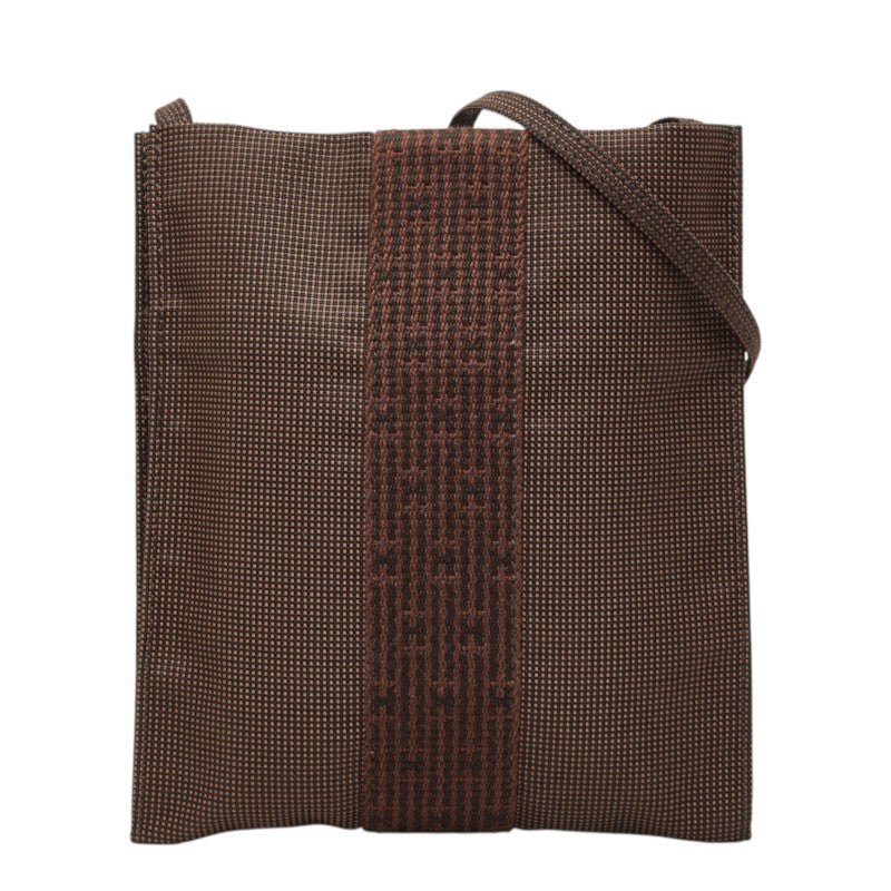 エルメス エールライン ポシェット ショルダーバッグ ブラウン キャンバス レディース HERMES 中古