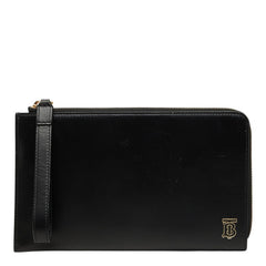 バーバリー TBロゴ パスポートケース ウォレット ポーチ 小銭入れ ブラック レザー レディース BURBERRY 中古