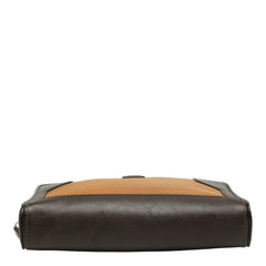 ダンヒル ロゴ セカンドバッグ クラッチバッグ ブラウン レザー キャンバス レディース Dunhill 中古
