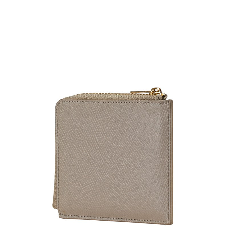 セリーヌ L字ファスナー コインケース カードケース コンパクトウォレット グレー レザー レディース CELINE 【中古】
