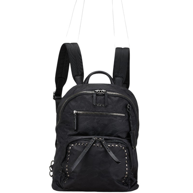 トゥミ スタッズ カモフラージュ 迷彩 リュック バックパック ブラック ナイロン レザー レディース TUMI 【中古】