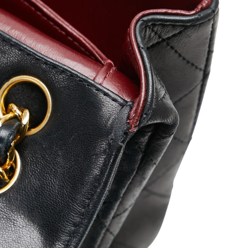シャネル ココマーク マトラッセ チェーン ショルダーバッグ ブラック ラムスキン レディース CHANEL 【中古】