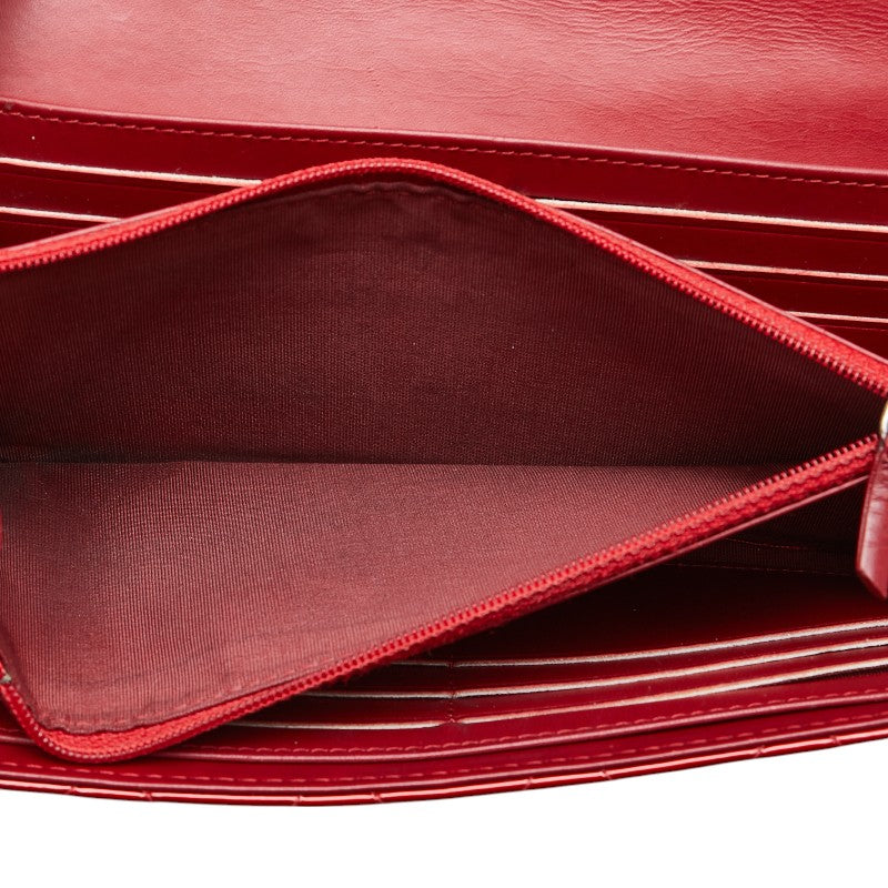 シャネル ココマーク マトラッセ 長財布 レッド パテントレザー レディース CHANEL 【中古】