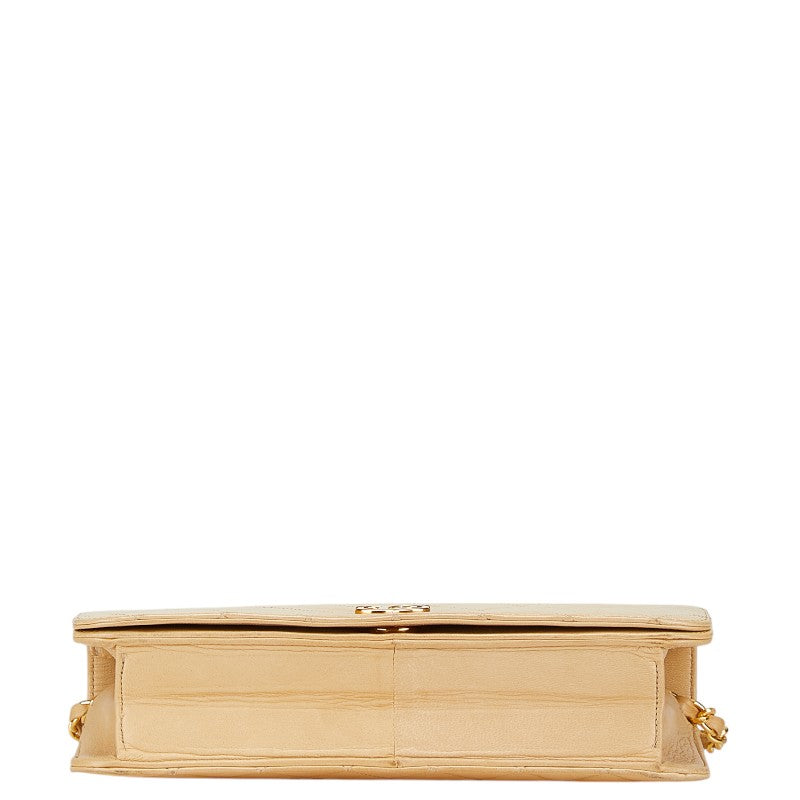 シャネル マトラッセ ココマーク プッシュロック チェーン ショルダーバッグ ベージュ ラムスキン レディース CHANEL 【中古】