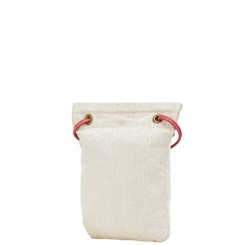 エルメス アリーヌPM ワンショルダーバッグ ベージュ レッド コットン レザー レディース HERMES 【中古】
