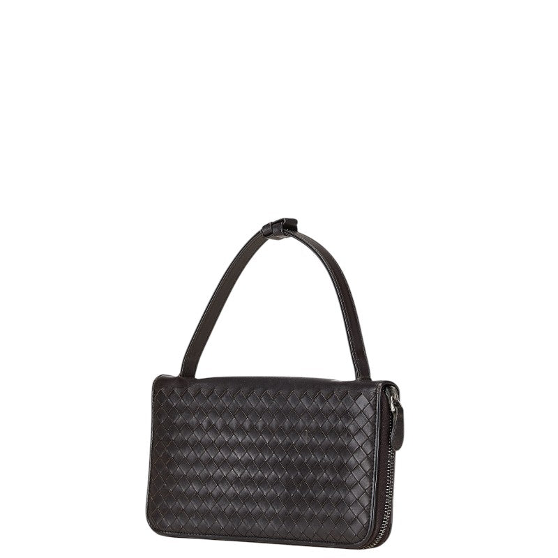 ボッテガヴェネタ イントレチャート ラウンドファスナー 長財布 トラベルウォレット ブラウン レザー メンズ BOTTEGAVENETA 【中古】